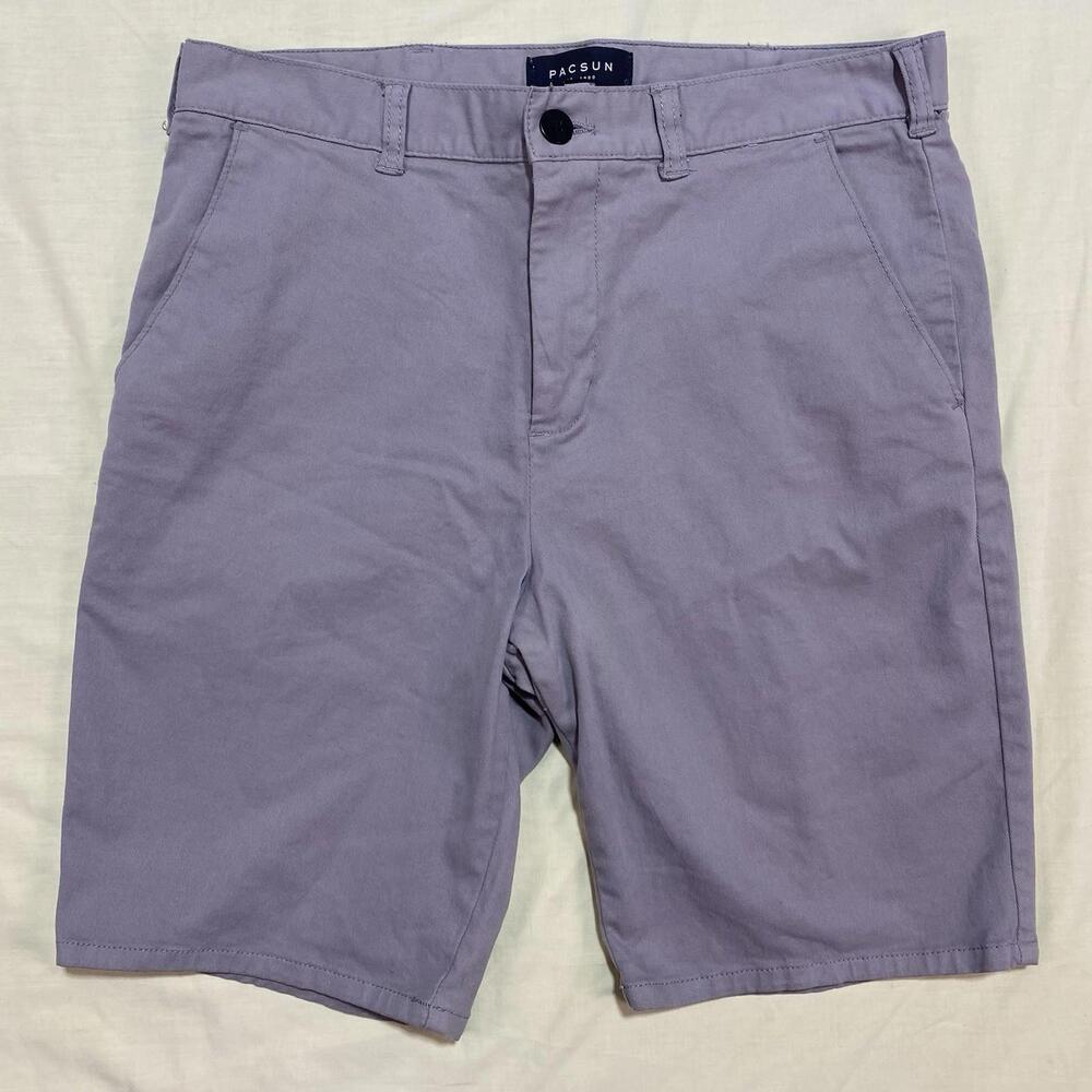 Pacsun Men's Khaki Shorts 32 9 Inch Inseam Chino Flat Front Cotton Blend Preppy